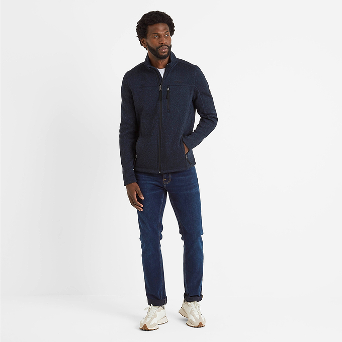 Cresswell Mens Knitlook Fleece Jacket - Dark Indigo Marl