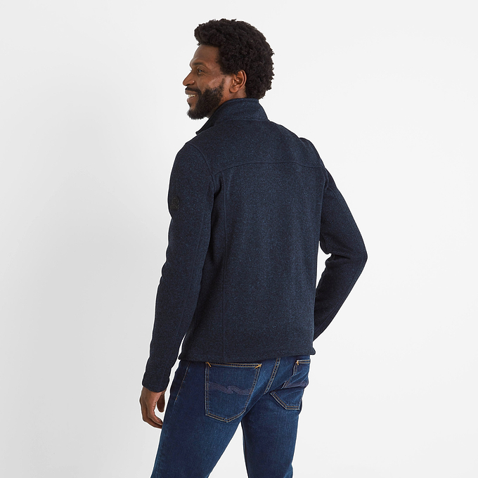Cresswell Mens Knitlook Fleece Jacket - Dark Indigo Marl