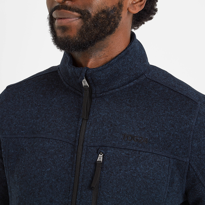 Cresswell Mens Knitlook Fleece Jacket - Dark Indigo Marl
