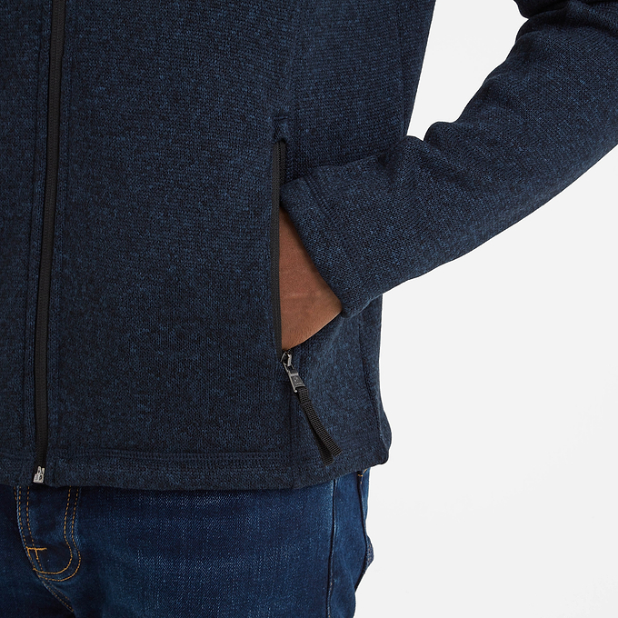 Cresswell Mens Knitlook Fleece Jacket - Dark Indigo Marl
