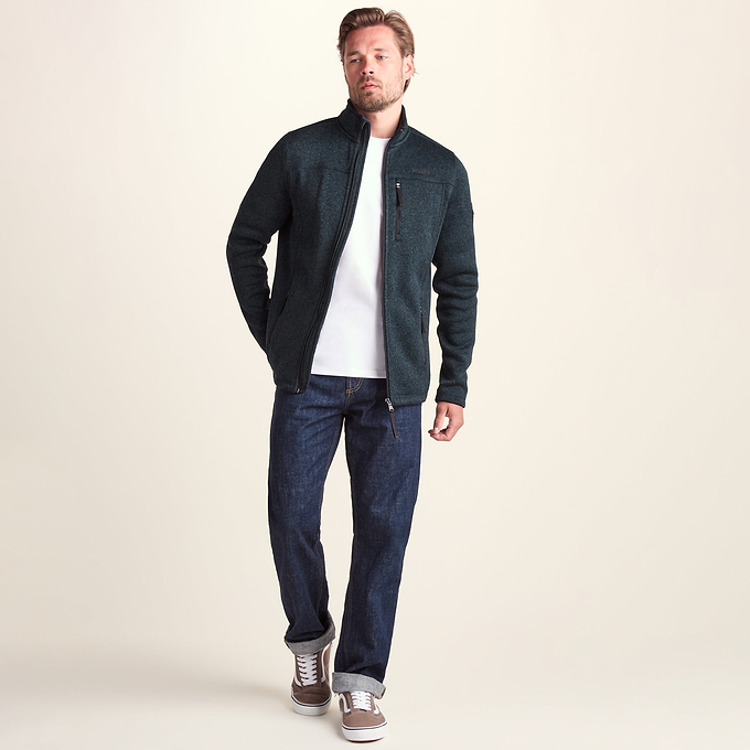 Cresswell Mens Knitlook Fleece Jacket - Dark Indigo Marl