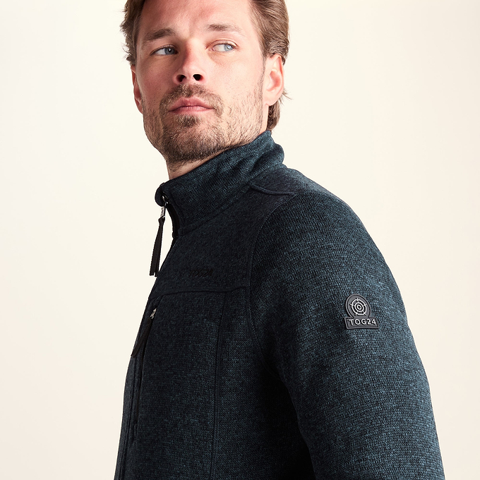 Cresswell Mens Knitlook Fleece Jacket - Dark Indigo Marl