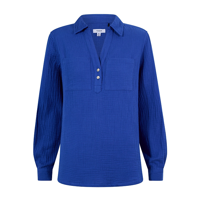 Cruise Womens Long Sleeve 100% Cotton Shirt - Ultramarine Blue