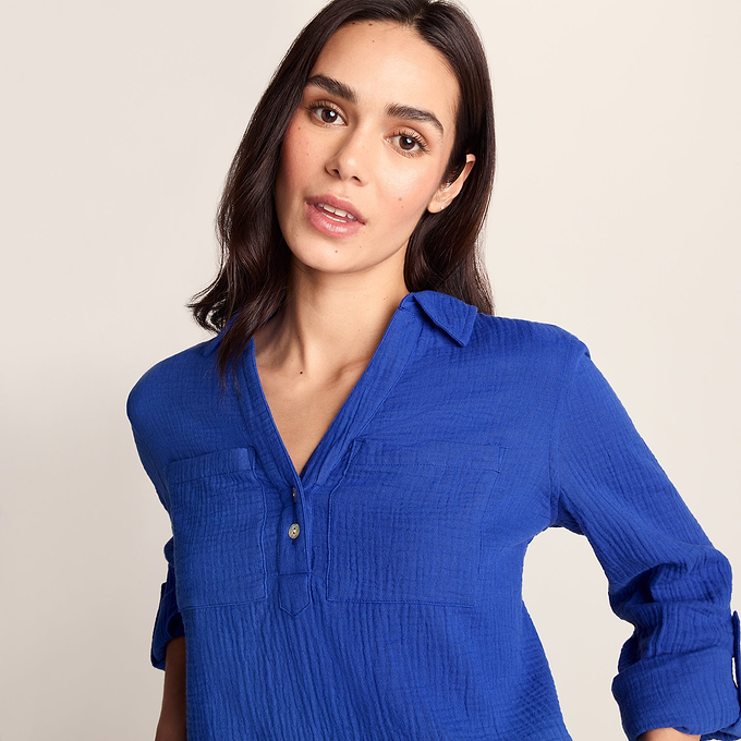 Cruise Womens Long Sleeve 100% Cotton Shirt - Ultramarine Blue
