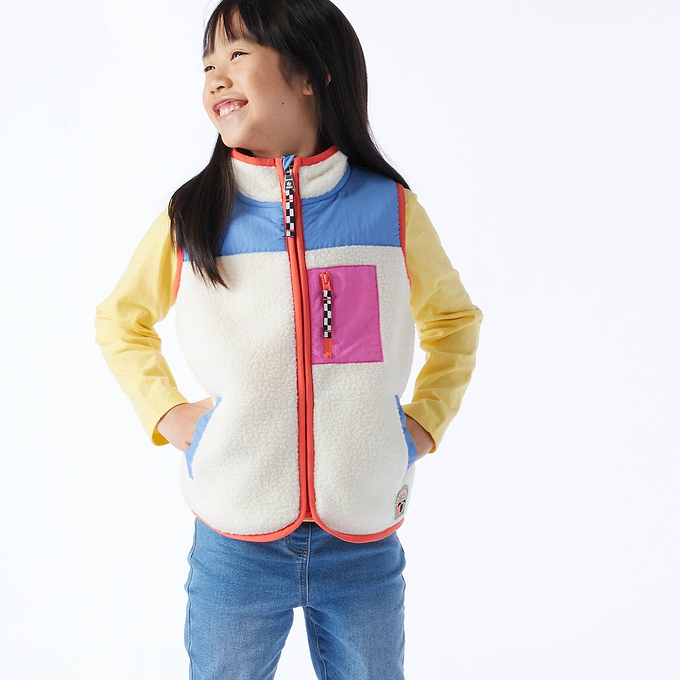 Damara Kids Shaun the Sheep Sherpa Gilet - Woolly/Blueberry