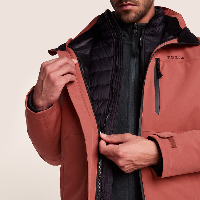 Denton Mens Waterproof 3-in-1 Jacket - Clay