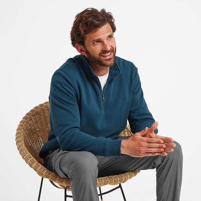 Dorian Mens Zip Neck - Marine Blue