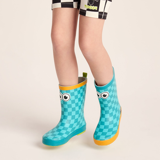Dorper Kids Shaun the Sheep Wellies - Spearmint/Bubblegum Checkerboard