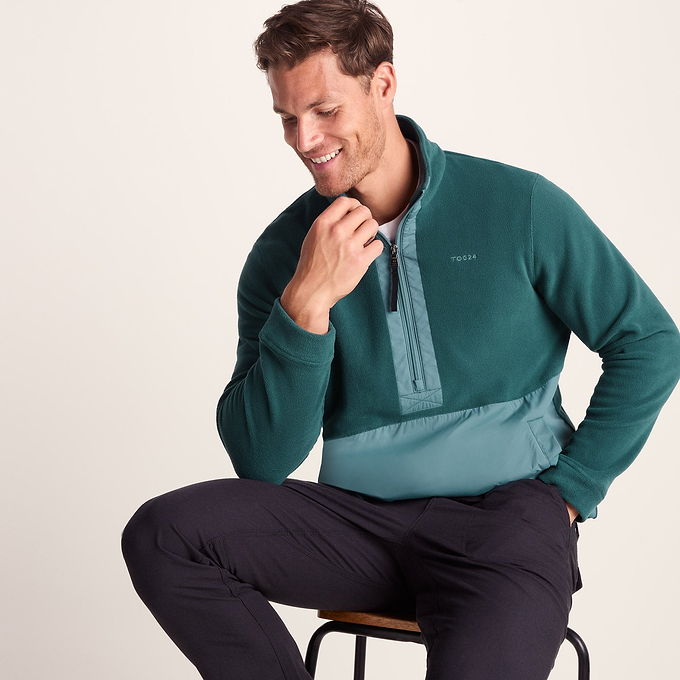 Dowson Mens Fleece Zip Neck - Hydro Blue/Dark Turquoise