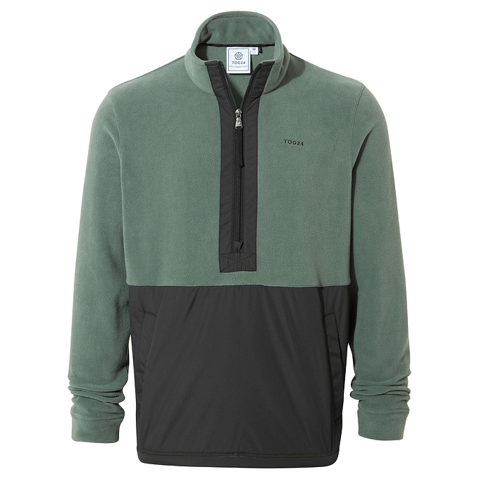 Dowson Mens Fleece Zip Neck - Black/Light Forest
