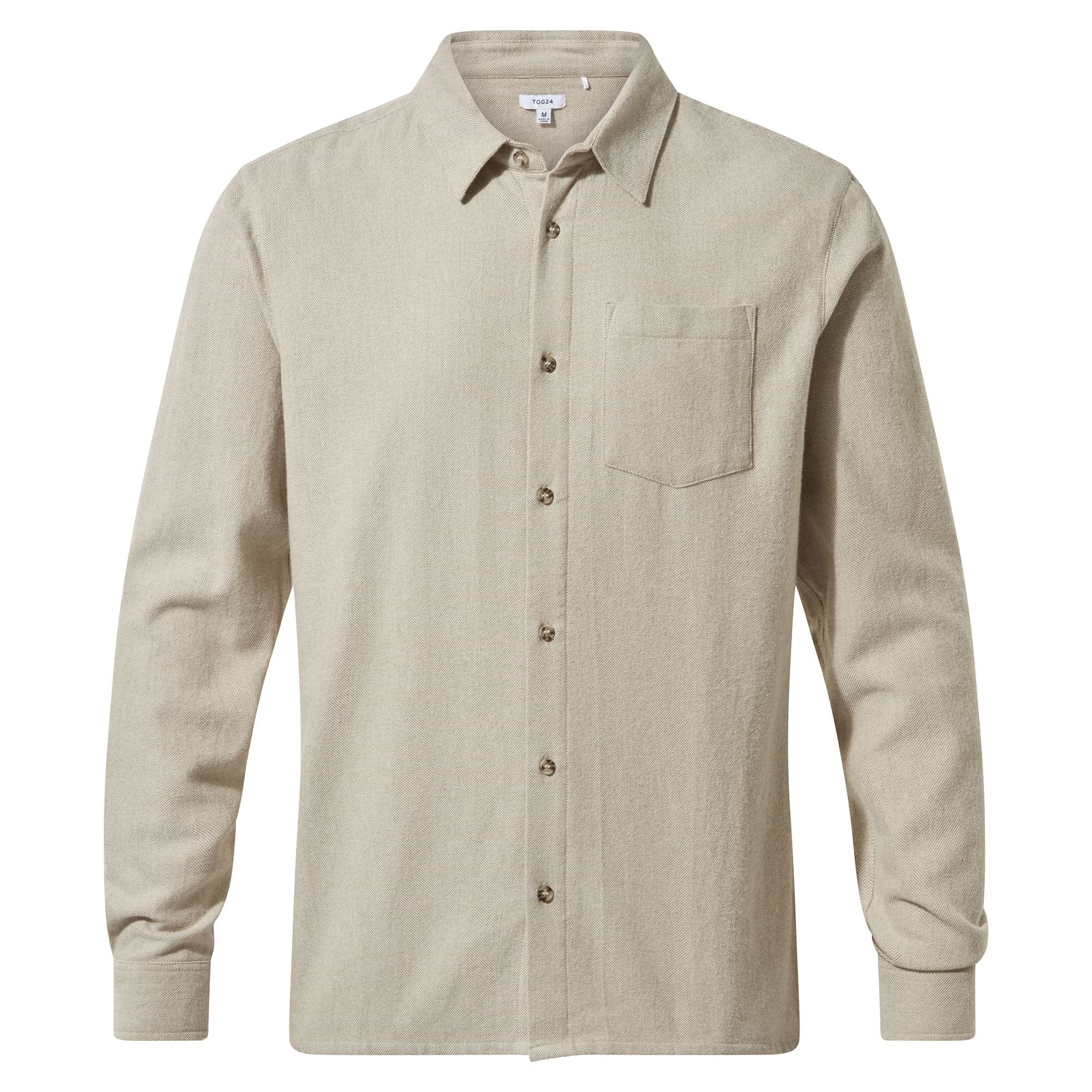 Draper Mens Long Sleeve Cotton Herringbone Shirt - Hazelnut – TOG24