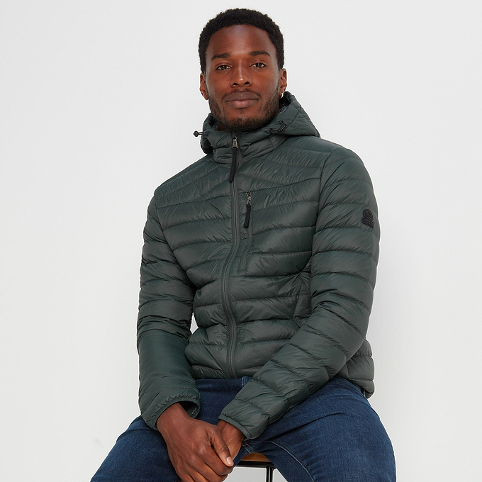 Drax Mens Hooded Down Jacket - Pine Green