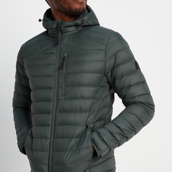 Drax Mens Hooded Down Jacket - Pine Green