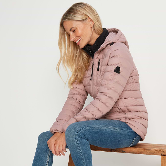 Drax Womens Hooded Down Jacket - Faded Pink