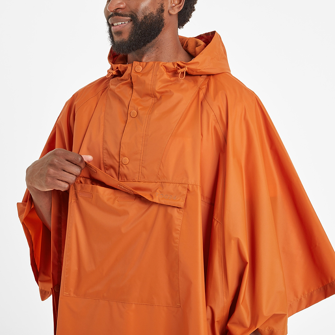 Drench Unisex Poncho - Dark Orange