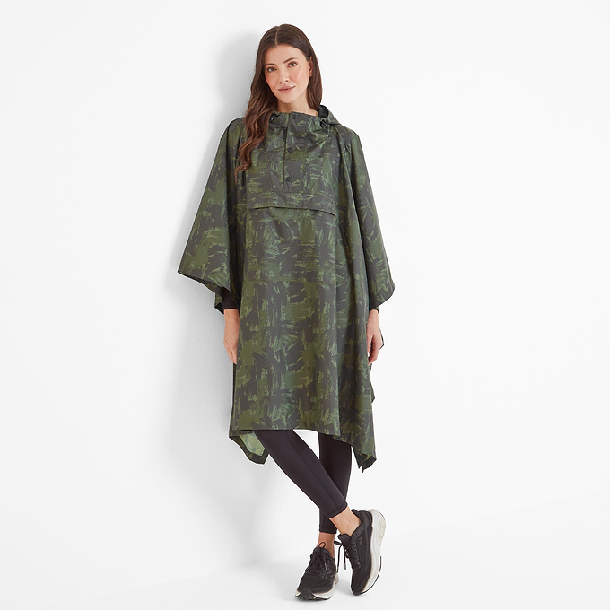 Drench Unisex Poncho - Forage Green Print