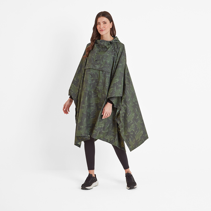 Drench Unisex Poncho - Forage Green Print