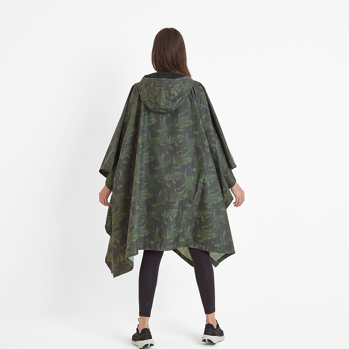 Drench Unisex Poncho - Forage Green Print