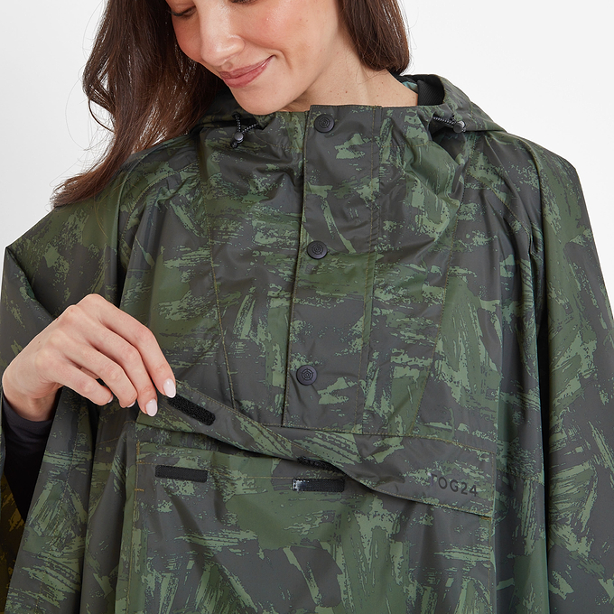Drench Unisex Poncho - Forage Green Print