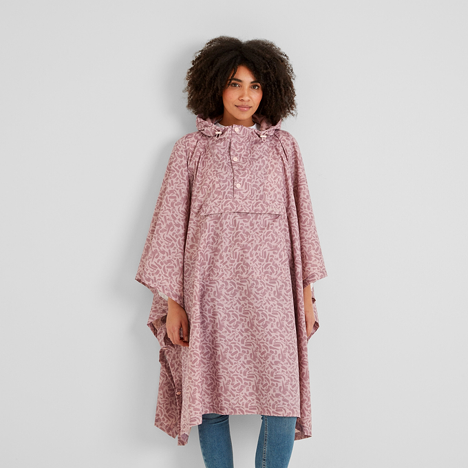 Drench Unisex Poncho - Dusky Rose Brushstroke Print