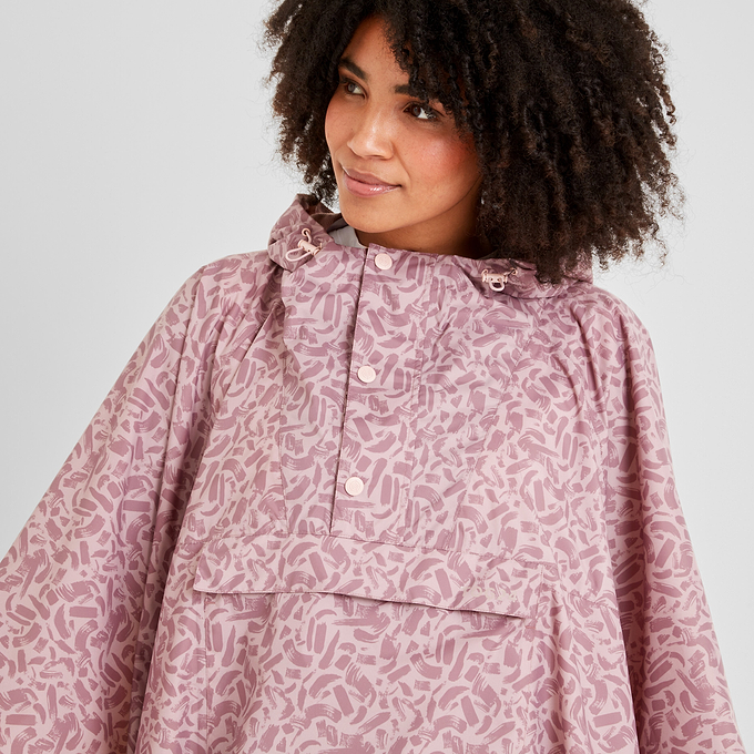 Drench Unisex Poncho - Dusky Rose Brushstroke Print