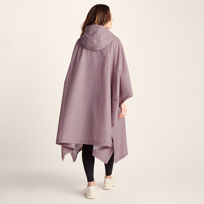 Drench Unisex Waterproof Poncho - Dusky Pink Wiggle Print