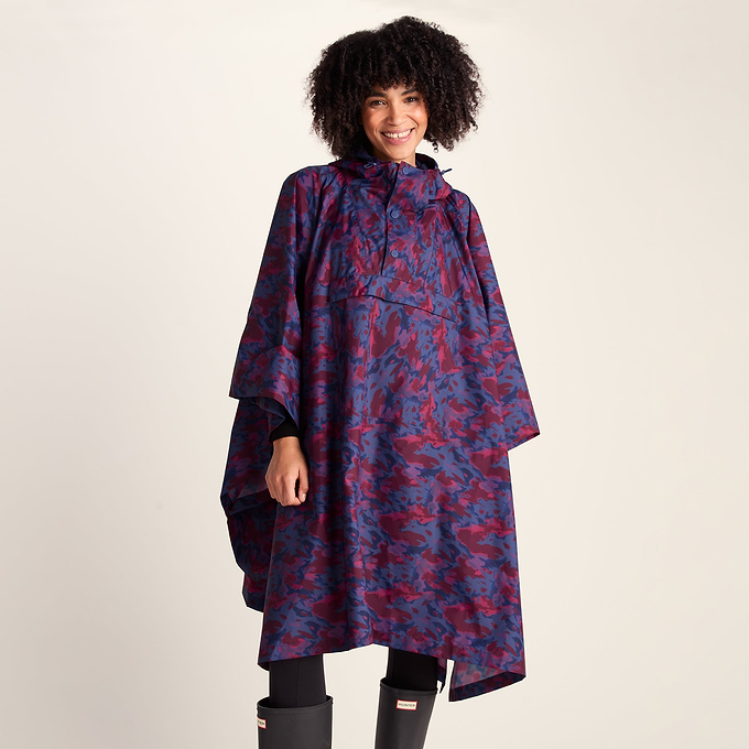 Drench Unisex Waterproof Poncho - Oxford Blue Abstract Print