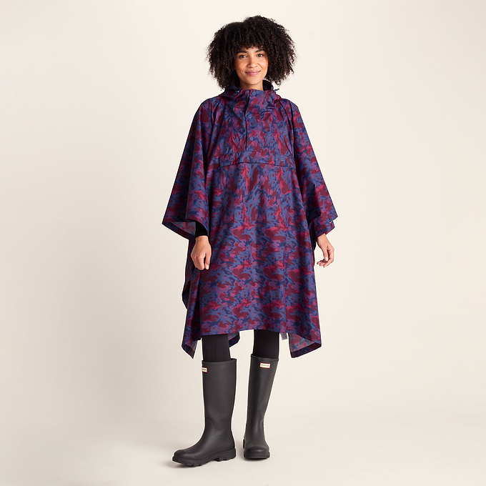 Drench Unisex Waterproof Poncho - Oxford Blue Abstract Print