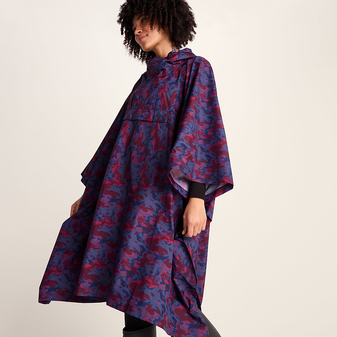 Drench Unisex Waterproof Poncho - Oxford Blue Abstract Print