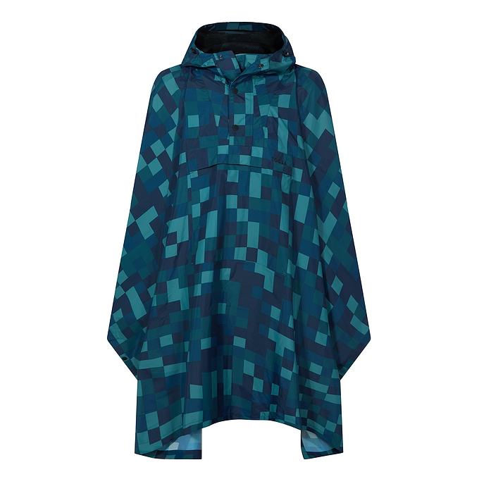 Drench Unisex Waterproof Poncho - Blue Pixel Print