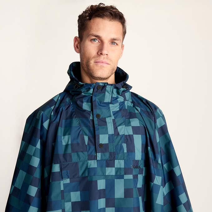 Drench Unisex Waterproof Poncho - Blue Pixel Print