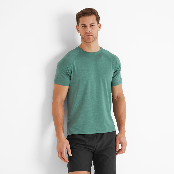 Durleigh Mens Tech Short Sleeve Top - Seafoam Green Marl