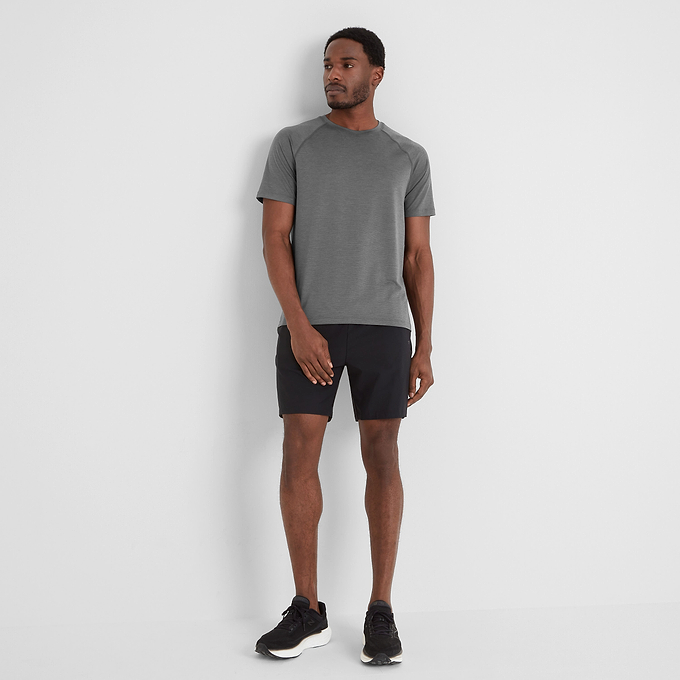 Durleigh Mens Tech Short Sleeve Top - Dark Grey Marl