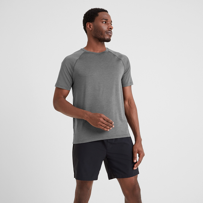 Durleigh Mens Tech Short Sleeve Top - Dark Grey Marl