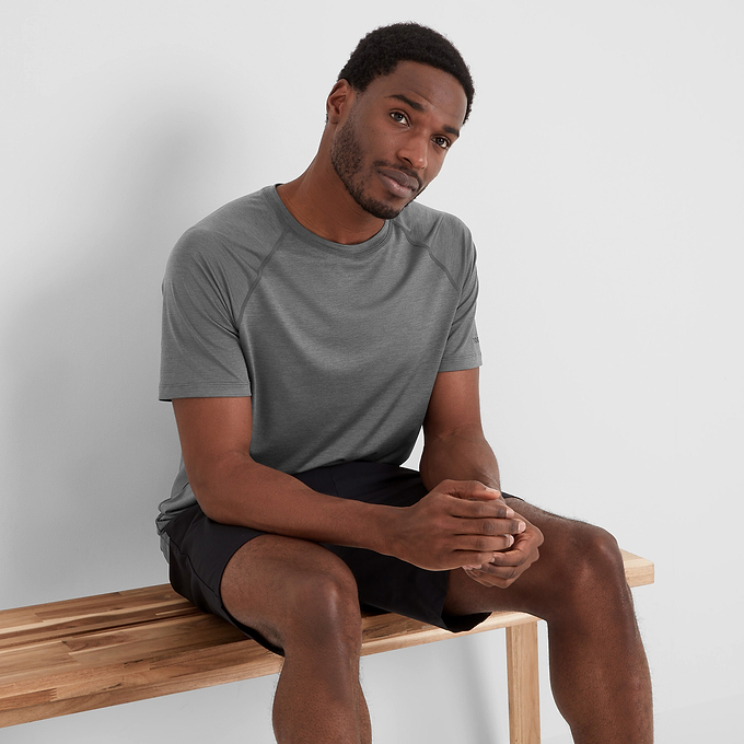 Durleigh Mens Tech Short Sleeve Top - Dark Grey Marl