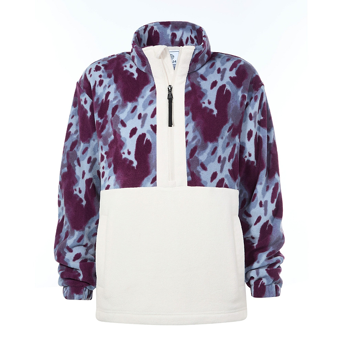 Eden Womens Relaxed Fit Microfleece Zip Neck - Smokey Blue Print