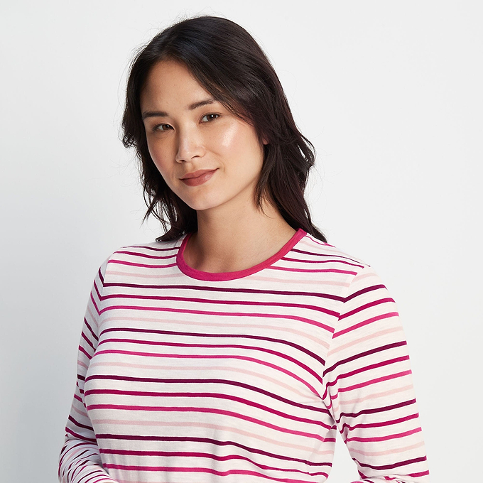 Elliana Womens Long Sleeve T-Shirt - Magenta Pink/Optic White