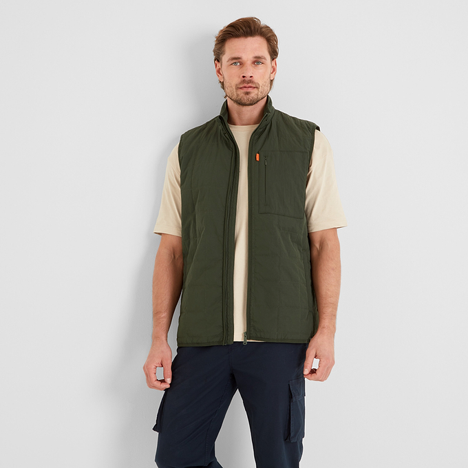 Elliot Mens Padded Gilet - Dark Olive Green