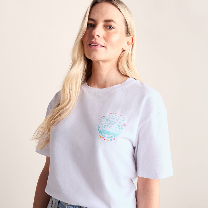 Emerald Isle Womens 100% Cotton Relaxed Fit T-Shirt - Optic White
