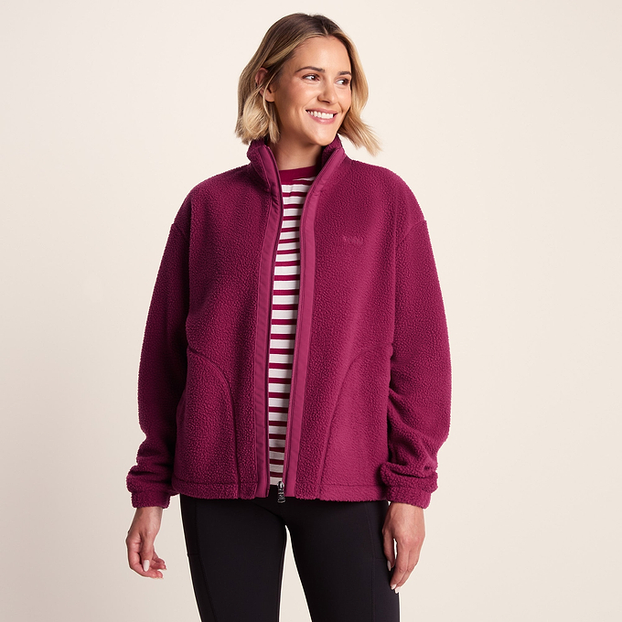 Emilie Womens Sherpa Fleece - Washed Burgundy
