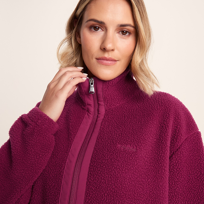 Emilie Womens Sherpa Fleece - Washed Burgundy