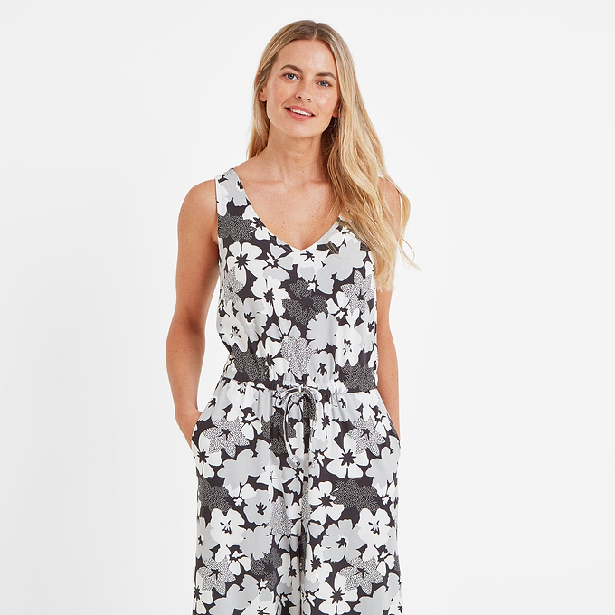 Emmie Womens Jumpsuit - Black Floral Print