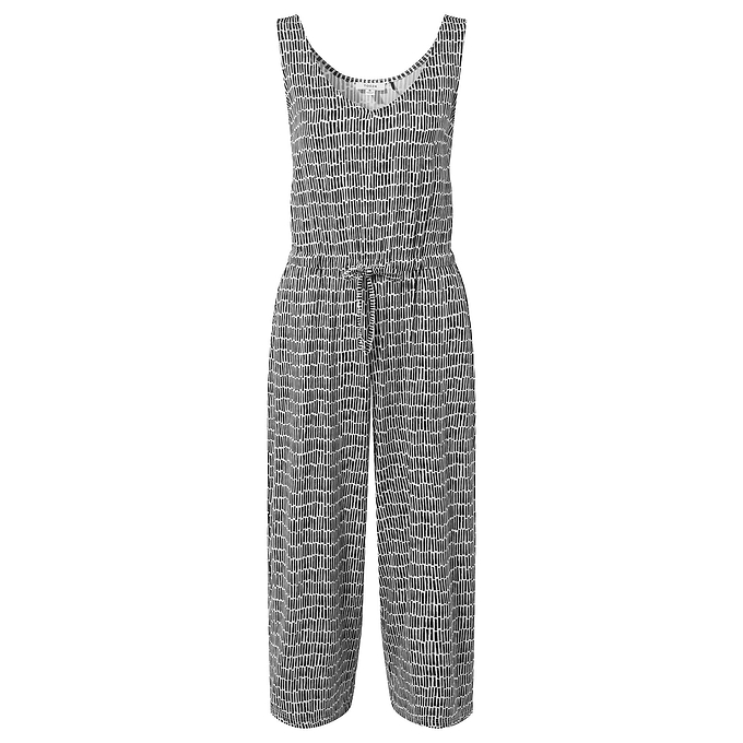 Emmie Womens Jumpsuit - Black & White Dash Print