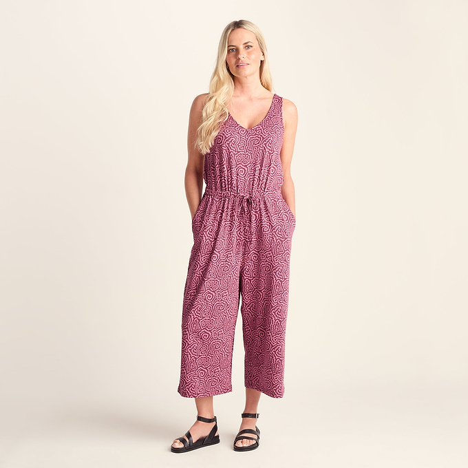 Emmie Womens Supersoft Jumpsuit - Black Raspberry Wiggle Print