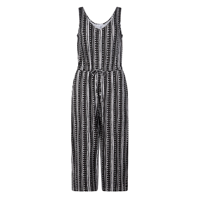 Emmie Womens Supersoft Jumpsuit - Black Doodle Stripe Print