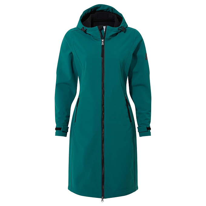 Enya Womens Waterproof Softshell Long Jacket - Deep Teal