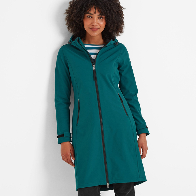 Enya Womens Waterproof Softshell Long Jacket - Deep Teal