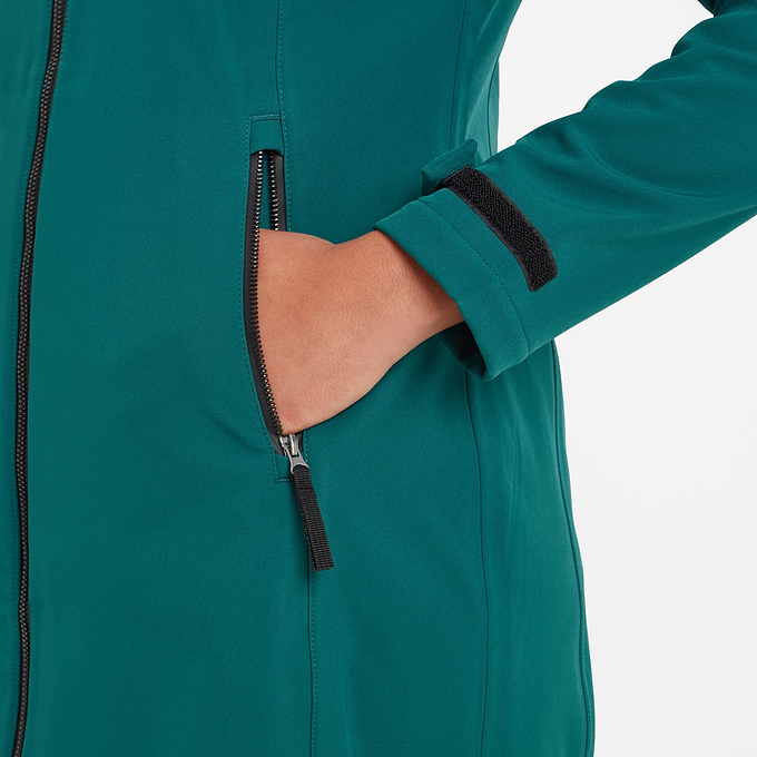 Enya Womens Waterproof Softshell Long Jacket - Deep Teal