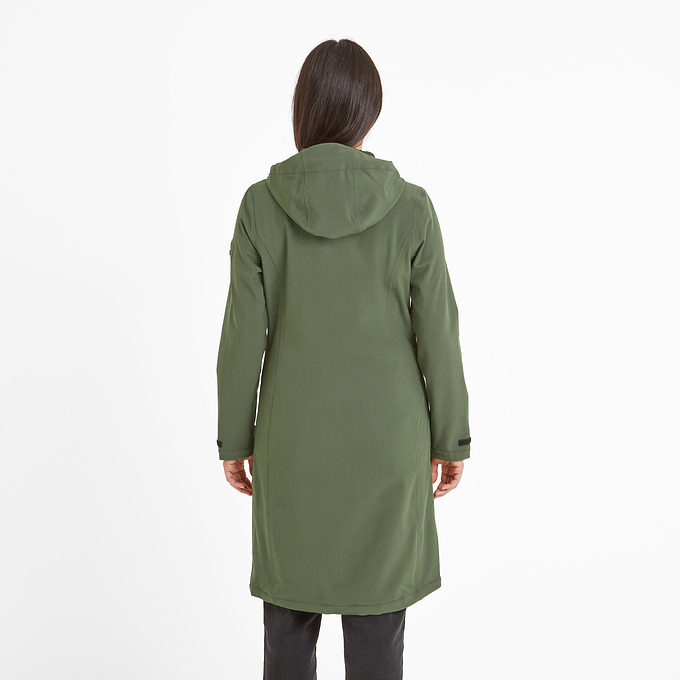Enya Womens Softshell Long Jacket - Dark Green