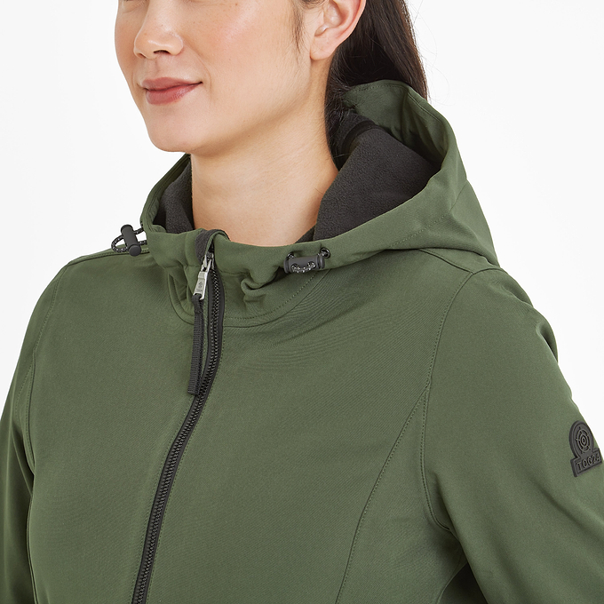 Enya Womens Softshell Long Jacket - Dark Green